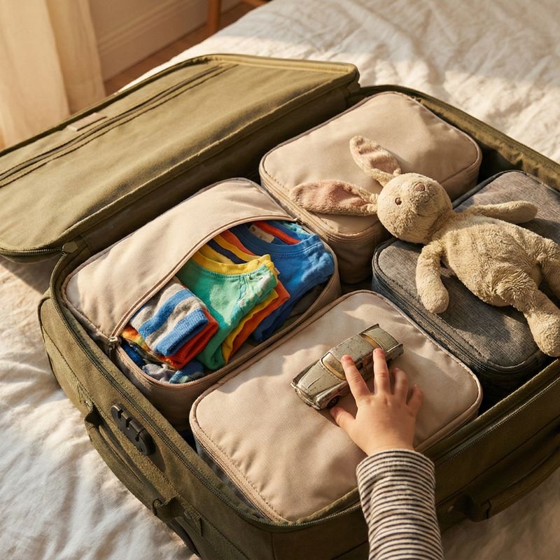 Ensemble D'Organisation Voyage – 6 Cubes De Compression Avec Fenêtre Maille | Pour Valise, Sac à Dos, Rangement Maison (Beige & Marron)