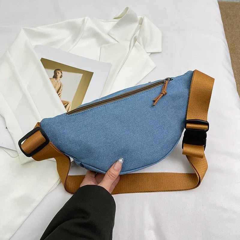 arriere sac banane velours femme decontracte bleu