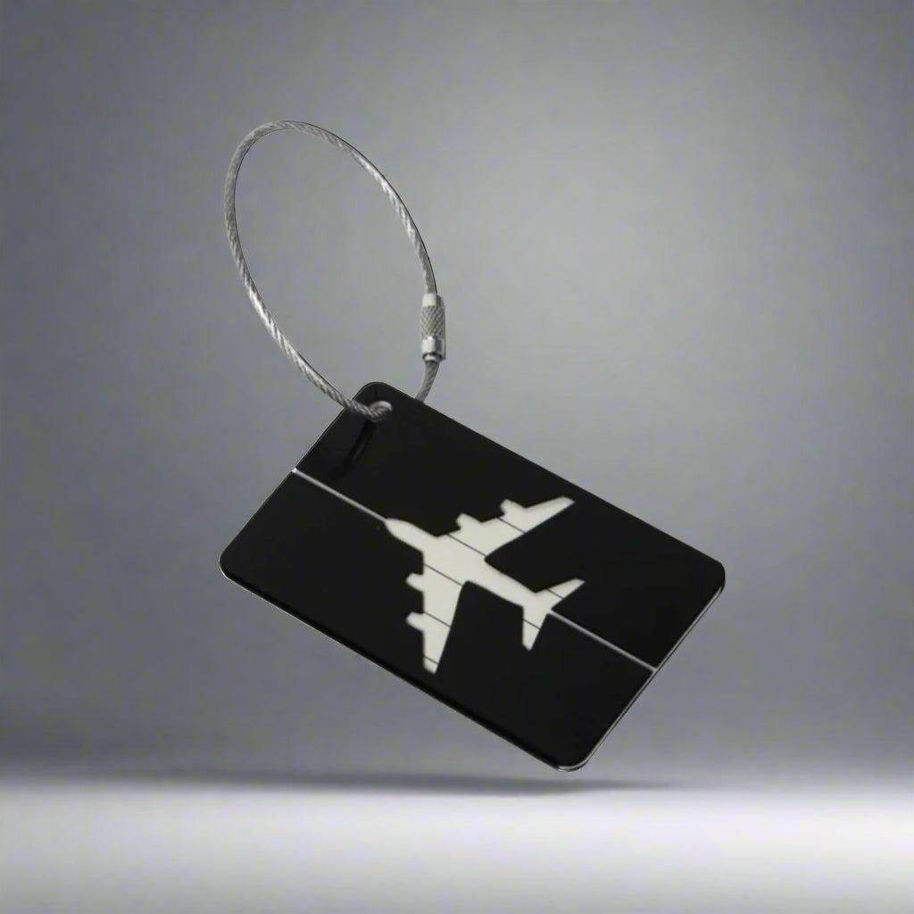 Étiquette à bagage avion noir