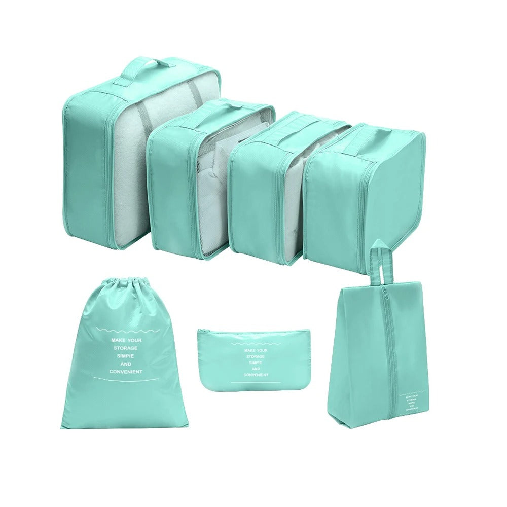 organisateur pour valise ensemble de 7 sacs de rangement bleu ciel
