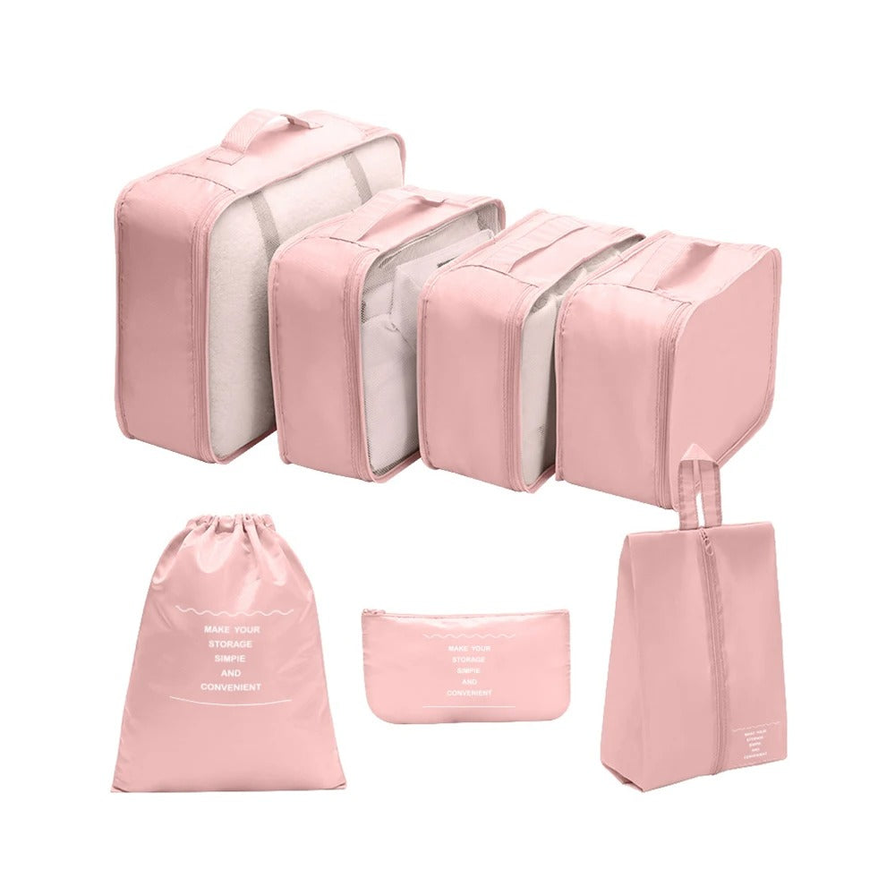 organisateur pour valise ensemble de 7 sacs de rangement rose