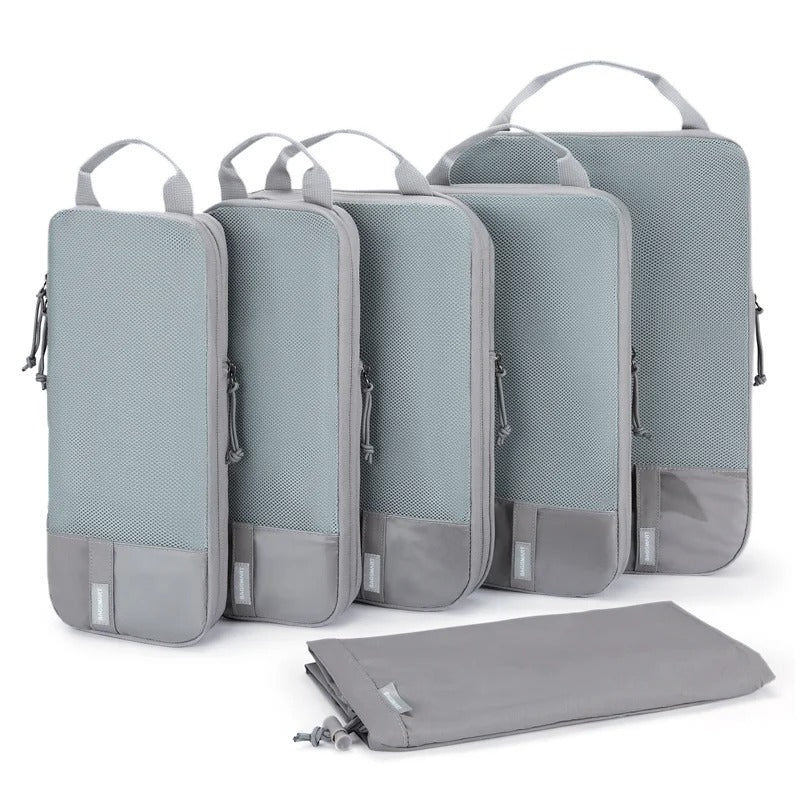 organisateur valise cubes de compression gris