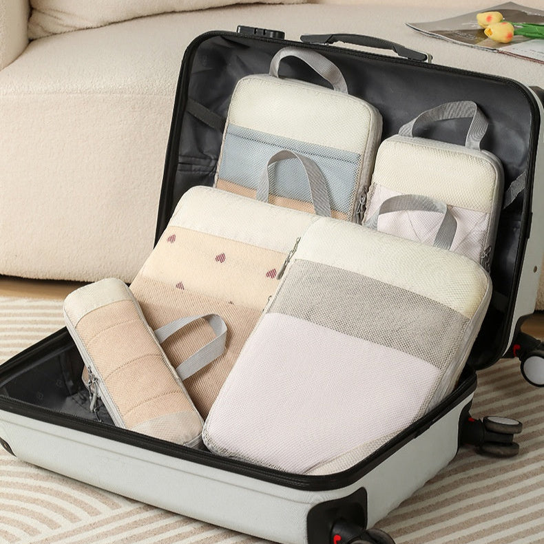 pochette rangement valise voyage beige 5 pieces valise rangee