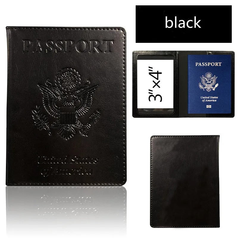 protege passeport en cuir voyage noir