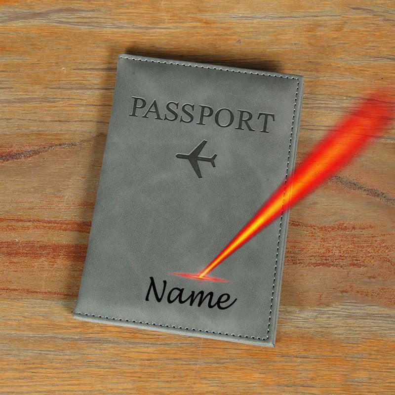 protege passeport personnalisé gris