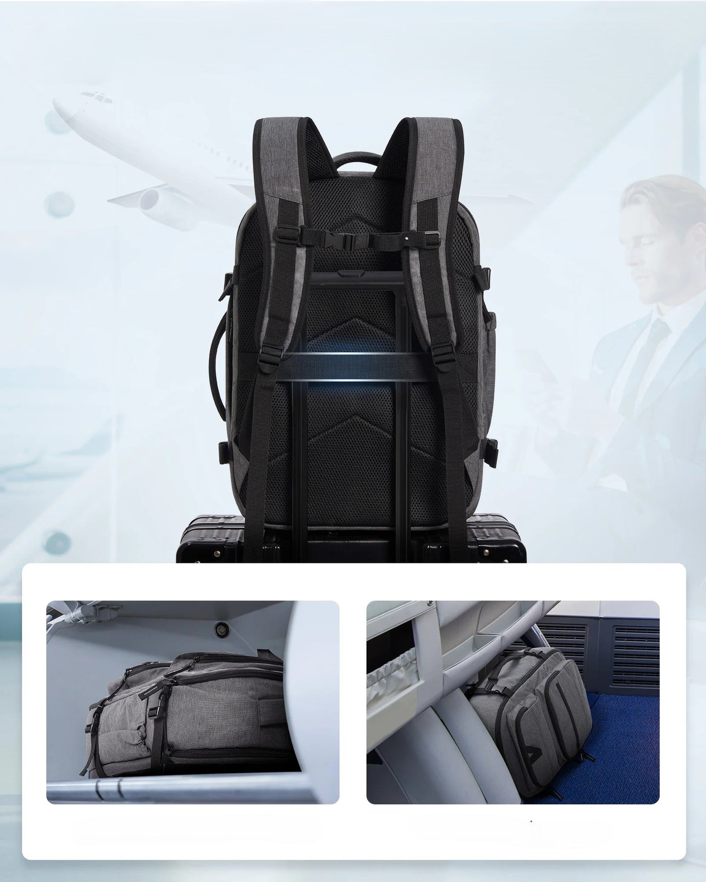 sac a dos 40l avec sac chaussures inclus compatible avion cabine