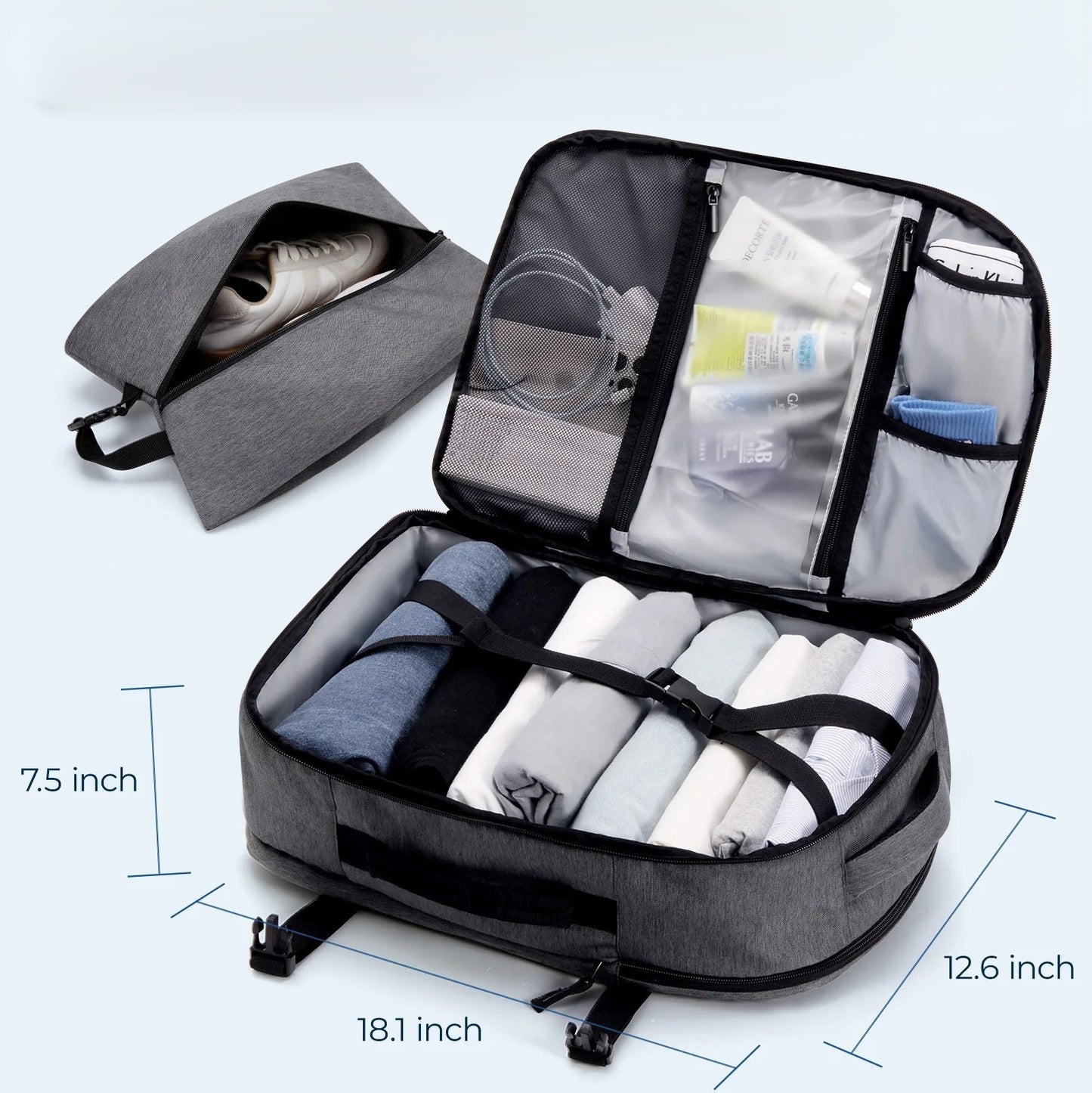 sac a dos 40l avec sac chaussures inclus compatible avion cabine