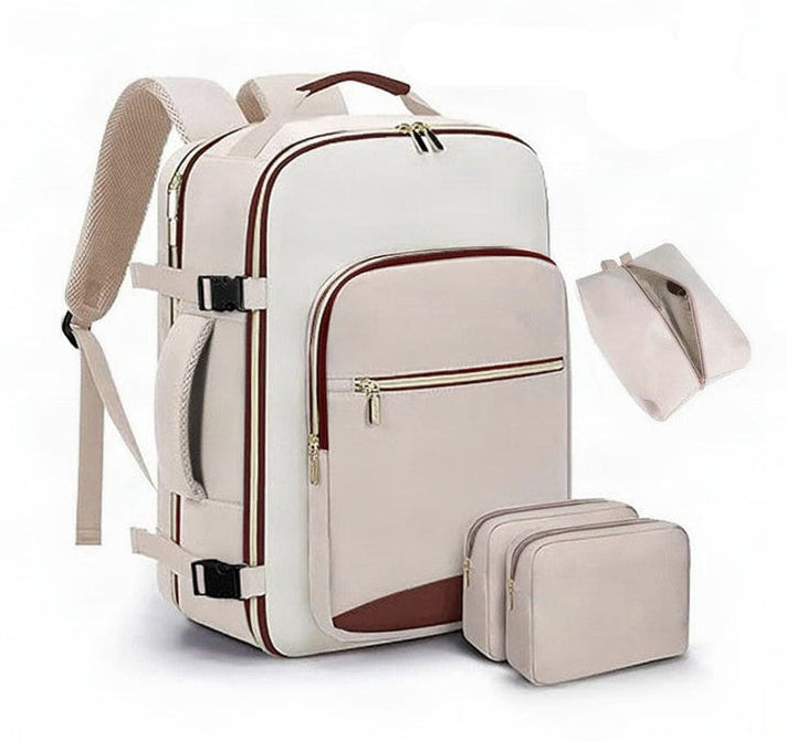 sac a dos cabine beige avec pochettes de rangement