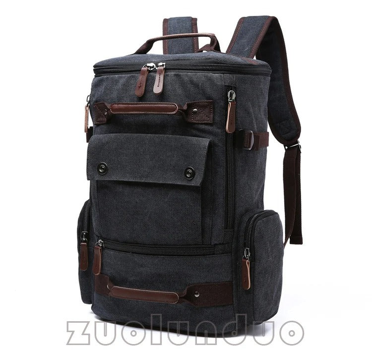 sac a dos en toile vintage noir