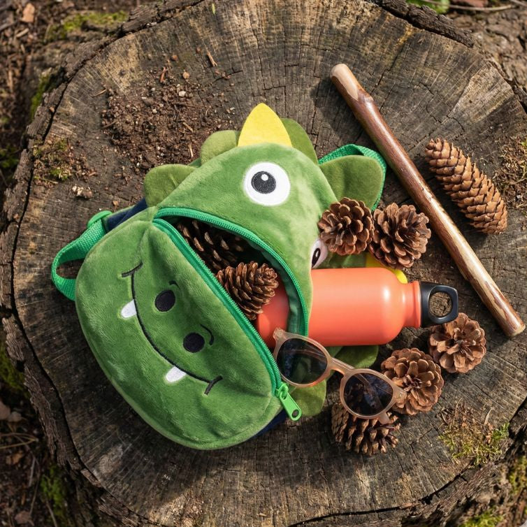 sac a dos enfant 3 ans dragon vert rempli