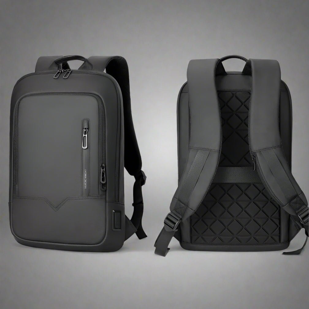 sac a dos ordinateur minimaliste et etanche noir recto verso