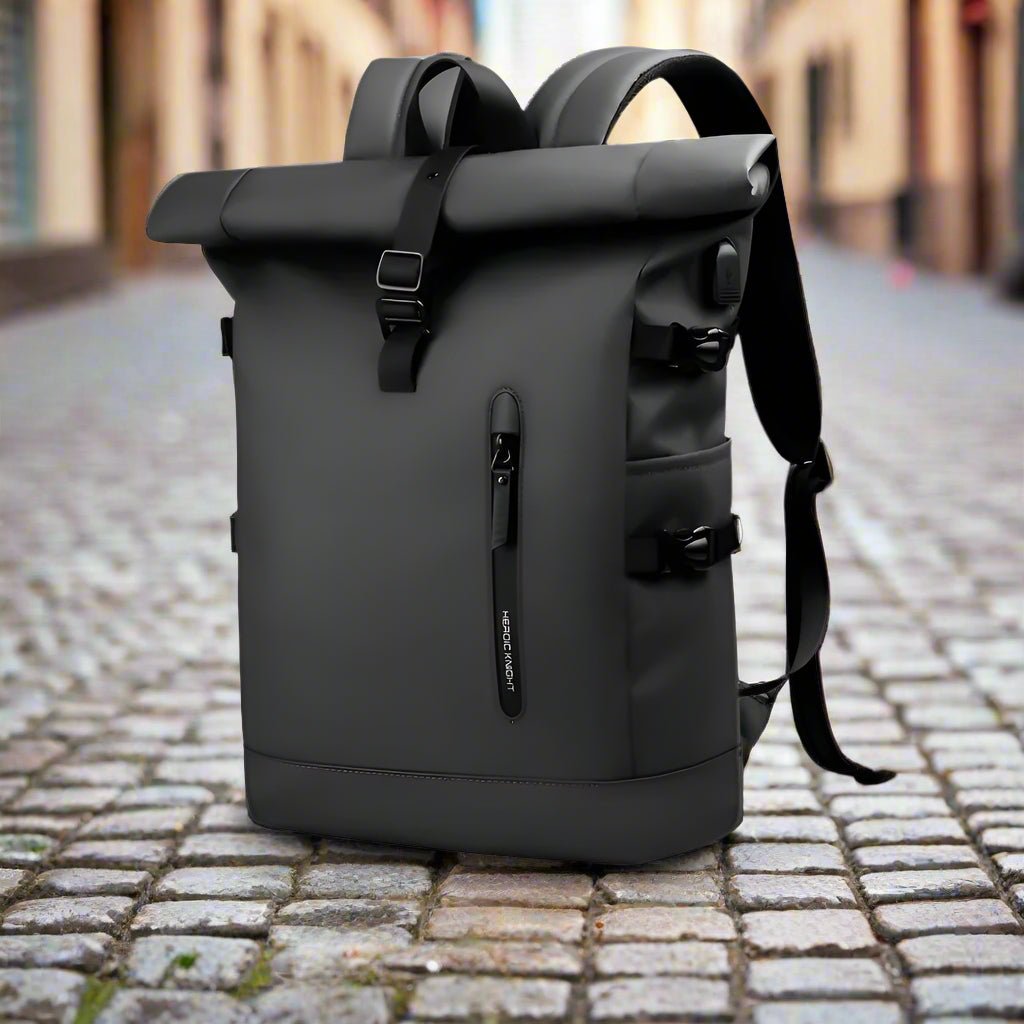 sac a dos roll top backpack avec port usb variante noir
