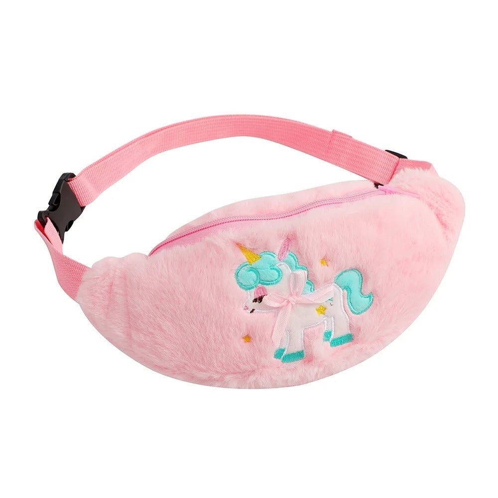 sac banane enfant fille coloree peluche rose