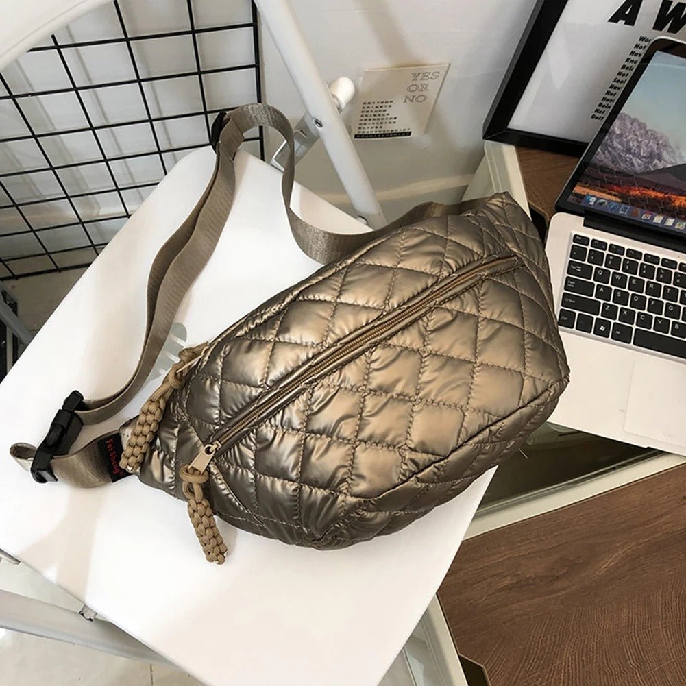 sac banane femme matelassé doré