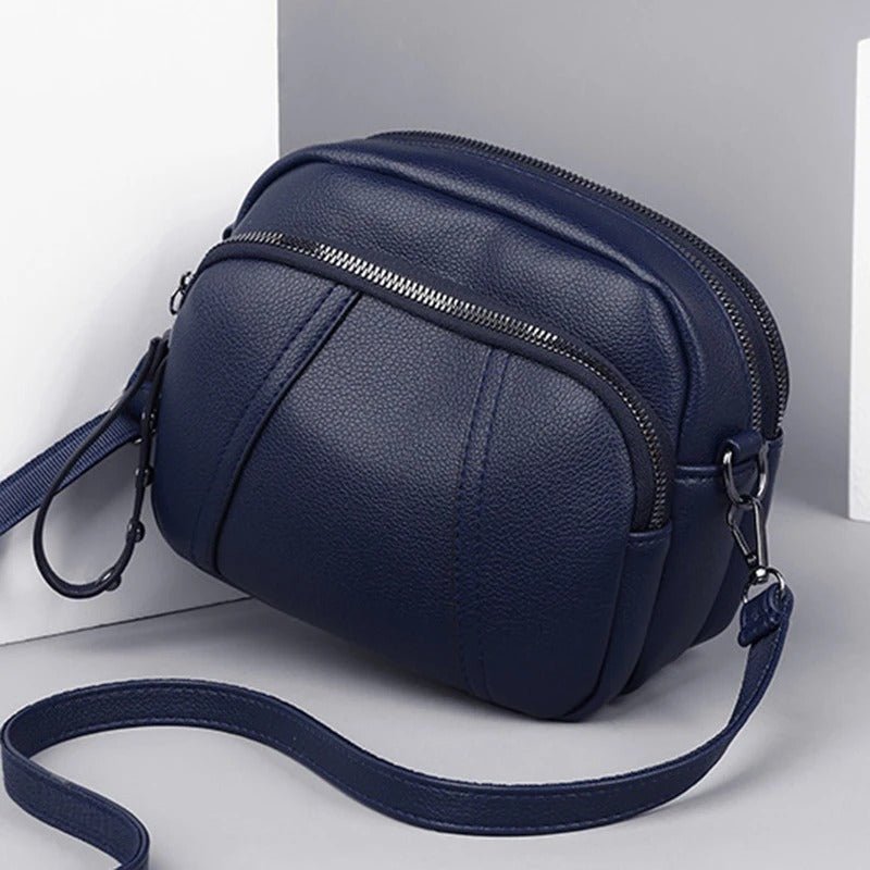sac bandouliere femme mode en cuir souple bleu