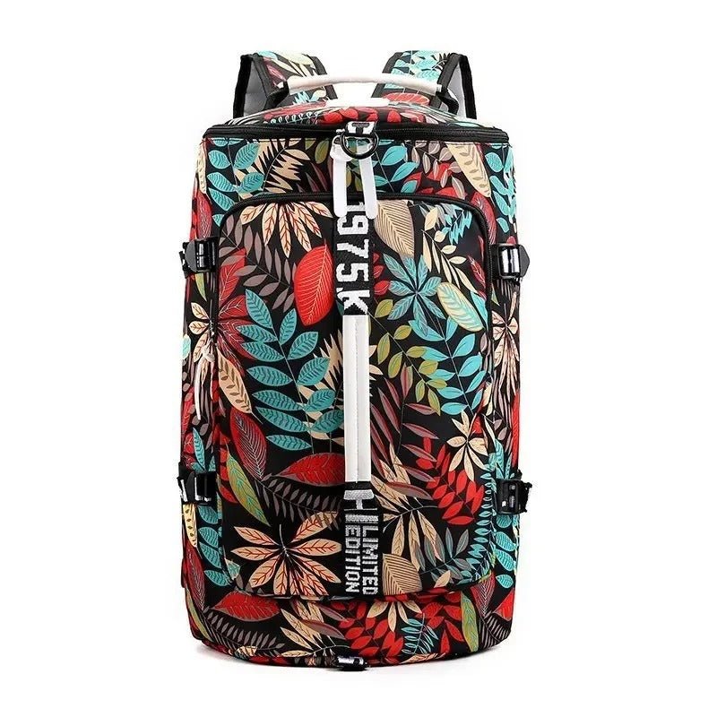 sac convertible en sac à dos motif floral rouge