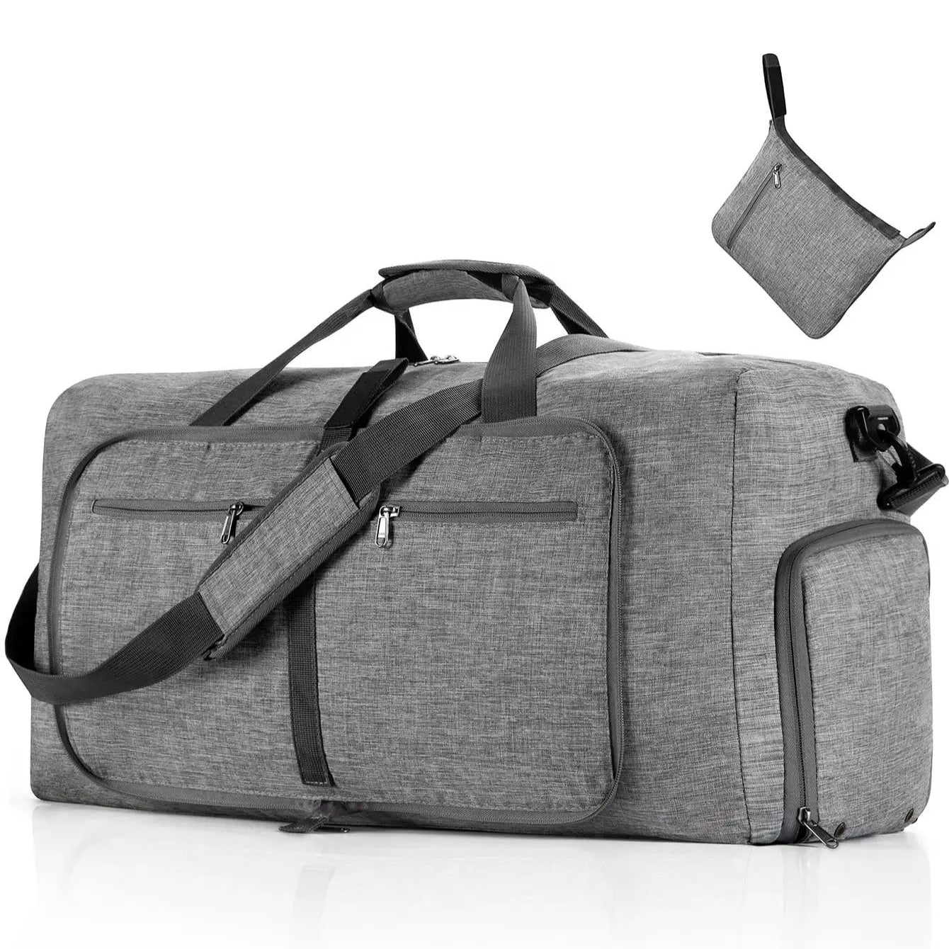 sac de voyage pliable grande capacité 65L gris