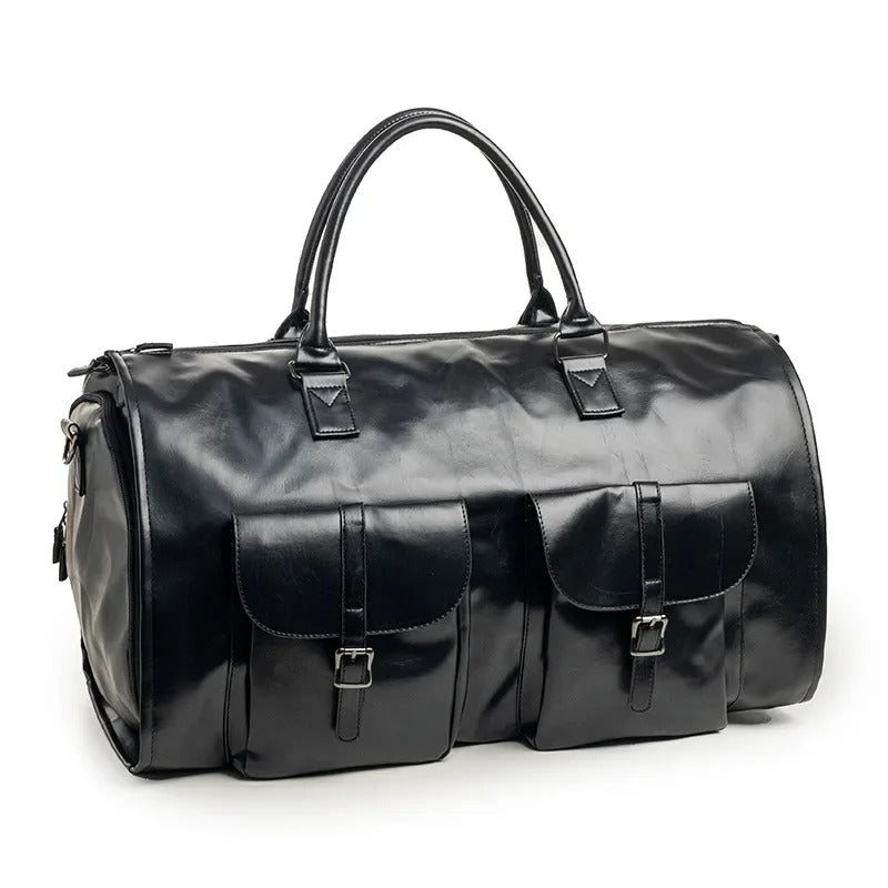 sac voyage convertible cuir noir