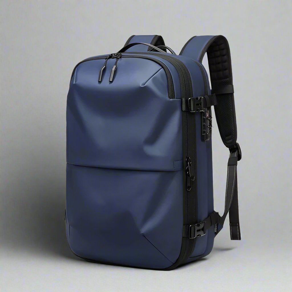 Sac-a-dos-de-voyageur-Extensible-avec-compartiment-sous-vide-bleu