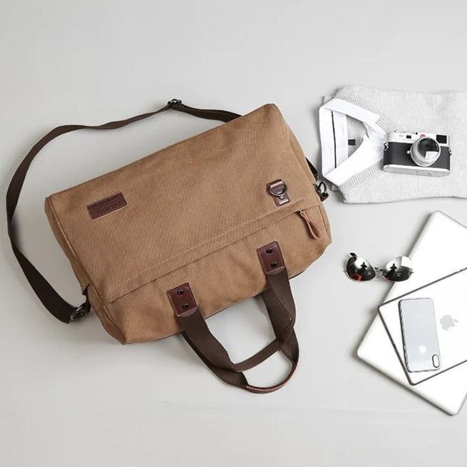 sac week end pour homme en toile vintage marron