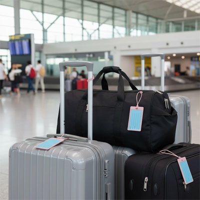 Bagages avec Etiquette bagage dans un aéroport