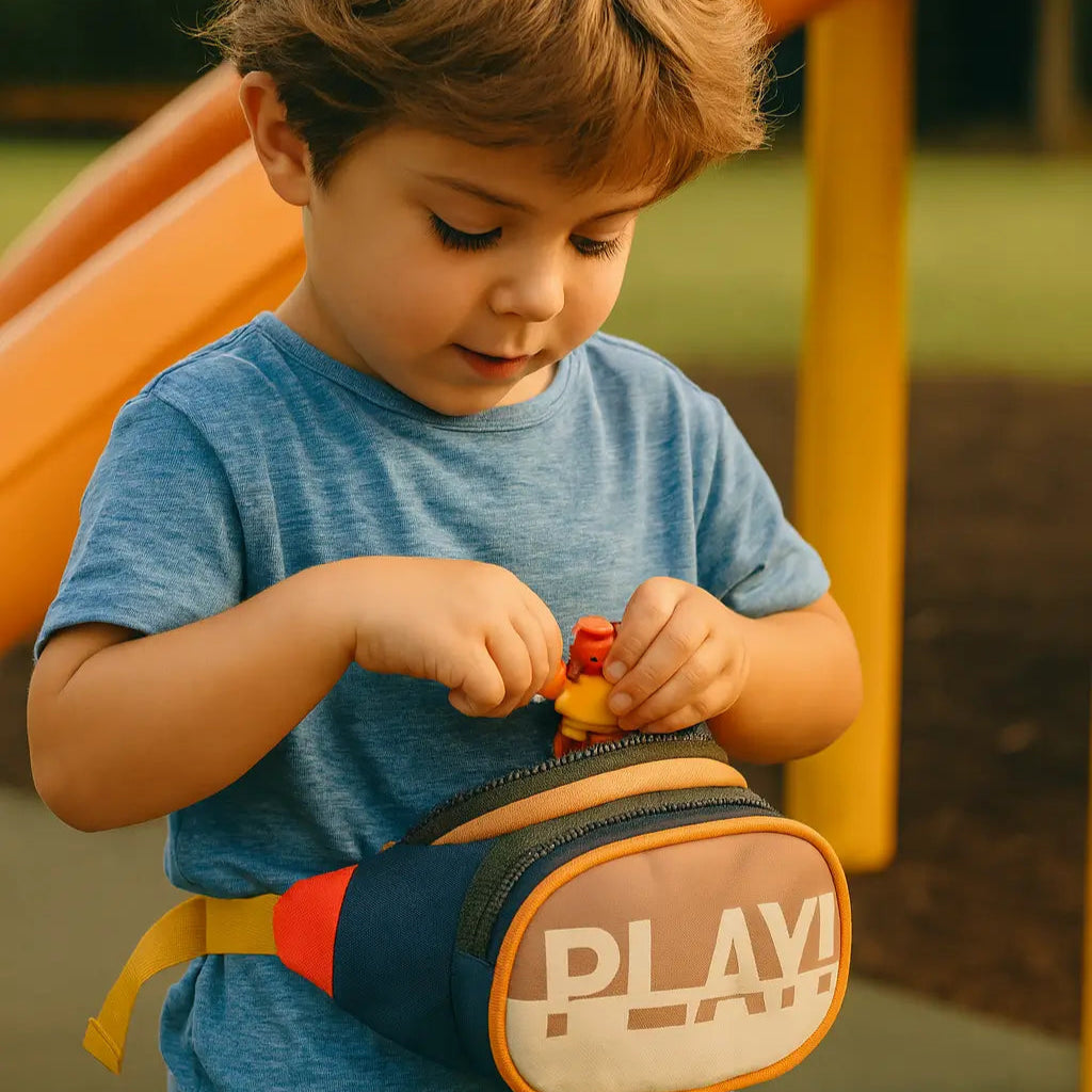 petit garçon qui cherche son jouet dans banane enfant mode play
