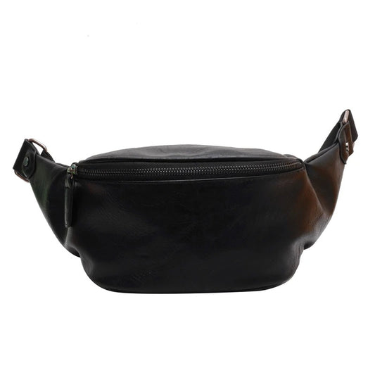 banane sac grande taille cuir noir face