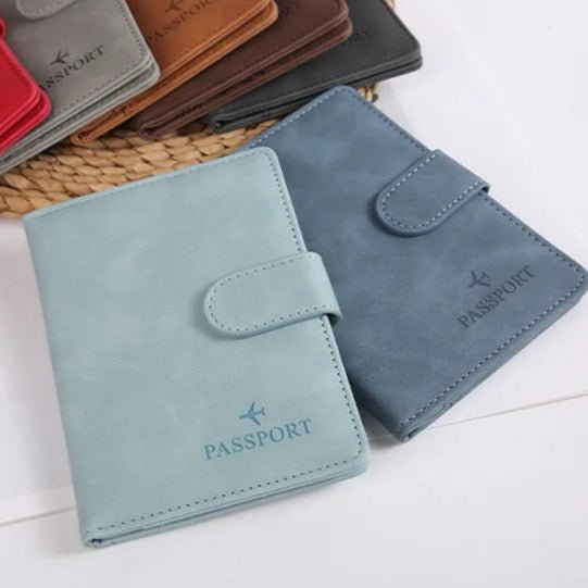 protege passeport en cuir étanche bleu