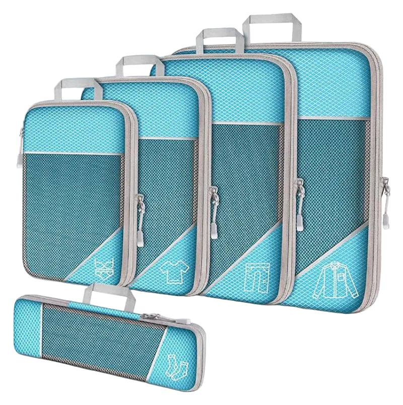 cube de compression voyage lot de 5  bleu