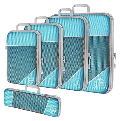 cube de compression voyage lot de 5  bleu