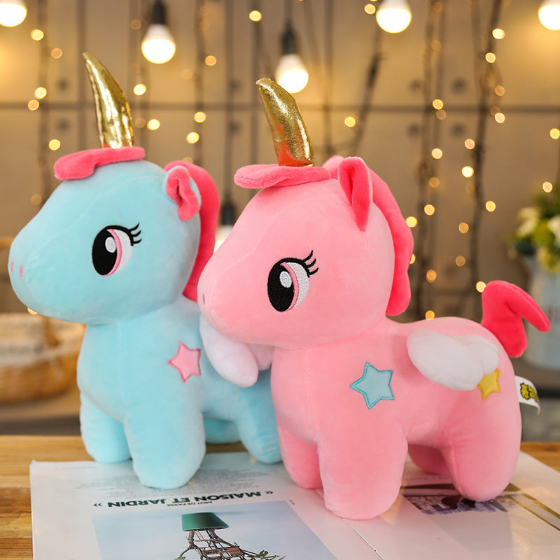 peluche licorne bleu et rose