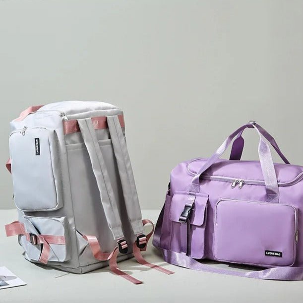 sac de voyage femme convertible gris et violet
