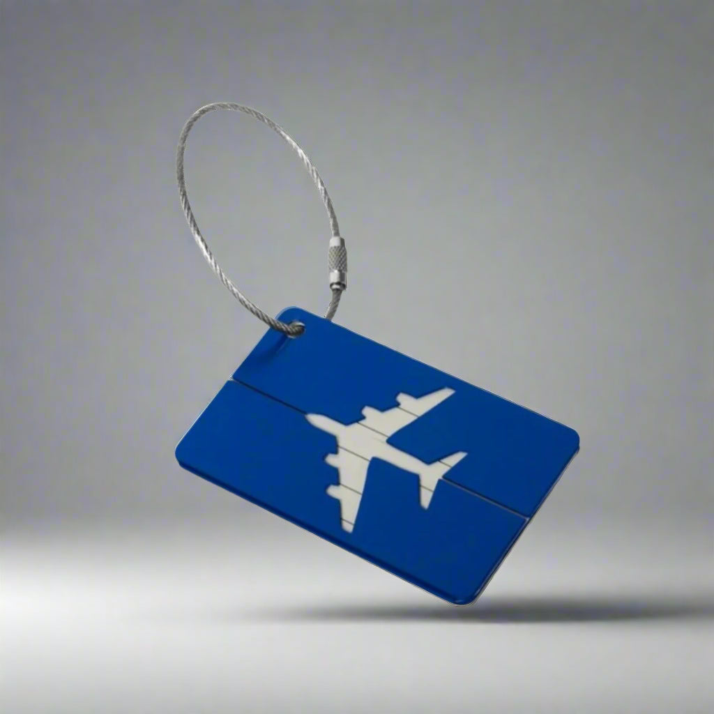 Étiquette à bagage avion bleu