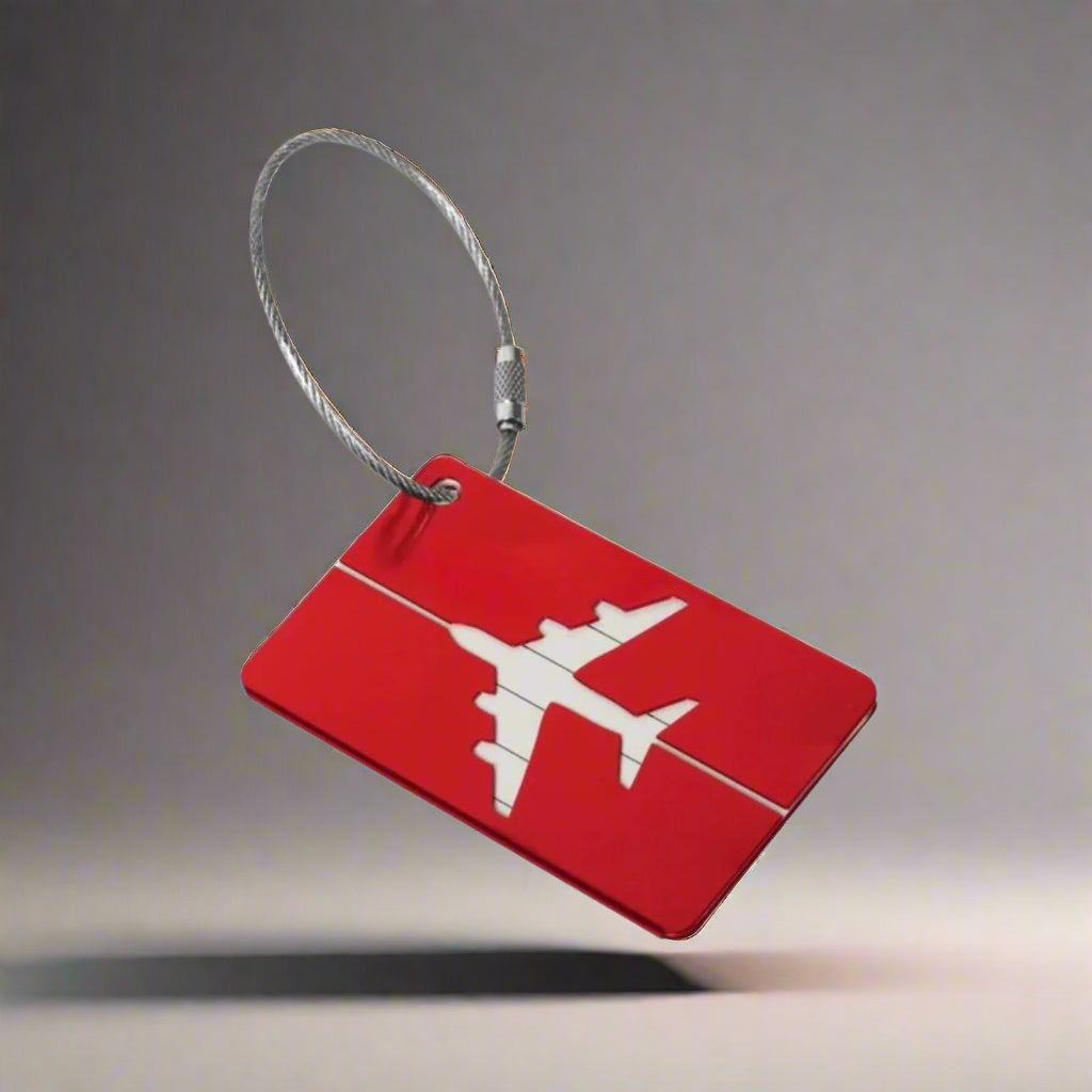 Étiquette à bagage avion rouge