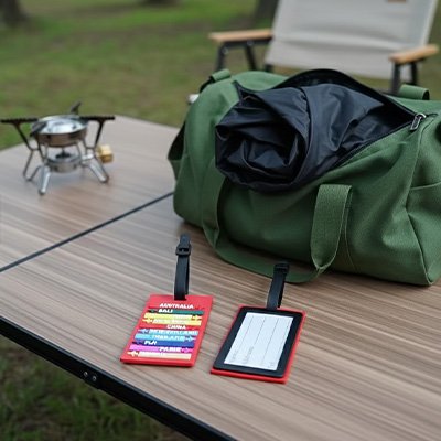 Etiquette bagage colorée