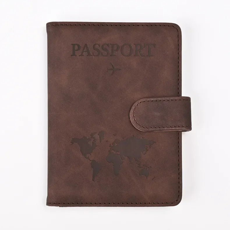 etui passeport brun café