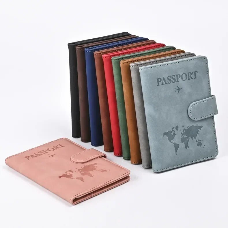 Porte-passeport Anti-RFID Cuir PU - Protection Données, Multiples Poches, Dimensions 14.8x11cm, Bleu Océan