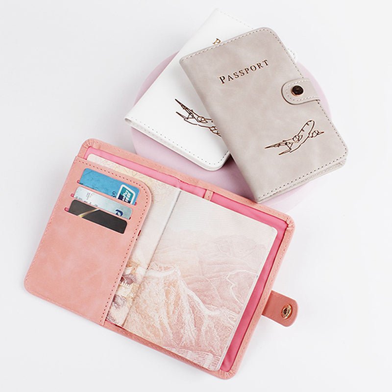 etui passeport leger et resistant rose et gris