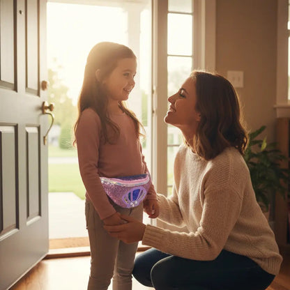 fille heureuse avec son sac banane fille