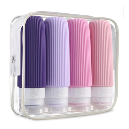 lot de 4 flacon voyage antifuite rose