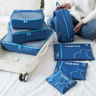 organisateur de bagage 7 pieces set travel bleu