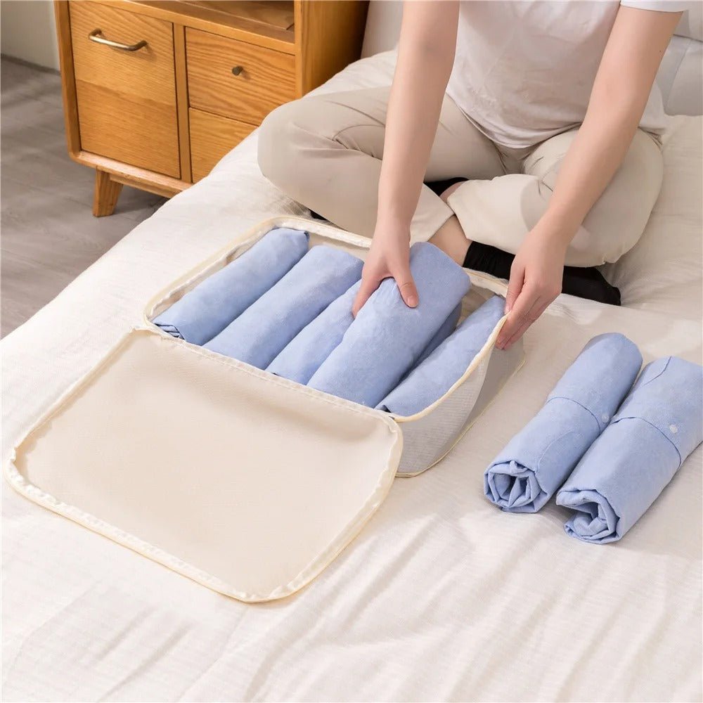 organisateur de valise set 3 pièces compressible beige