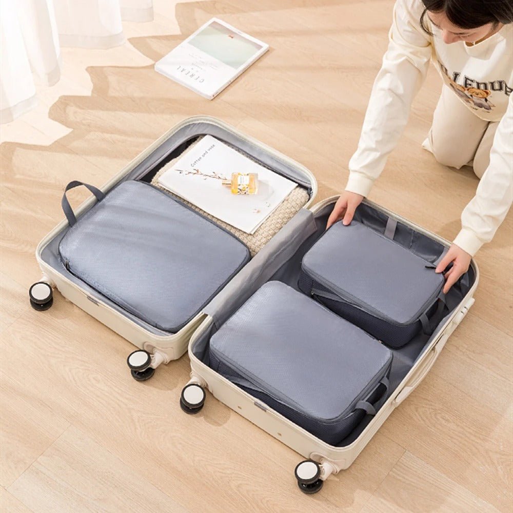 organisateur de valise set 3 pièces compressible gris foncé