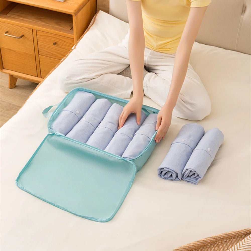 organisateur de valise set 3 pièces compressible bleu clair