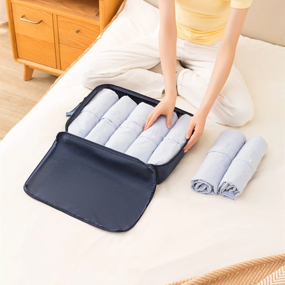 organisateur de valise set 3 pièces compressible bleu foncé