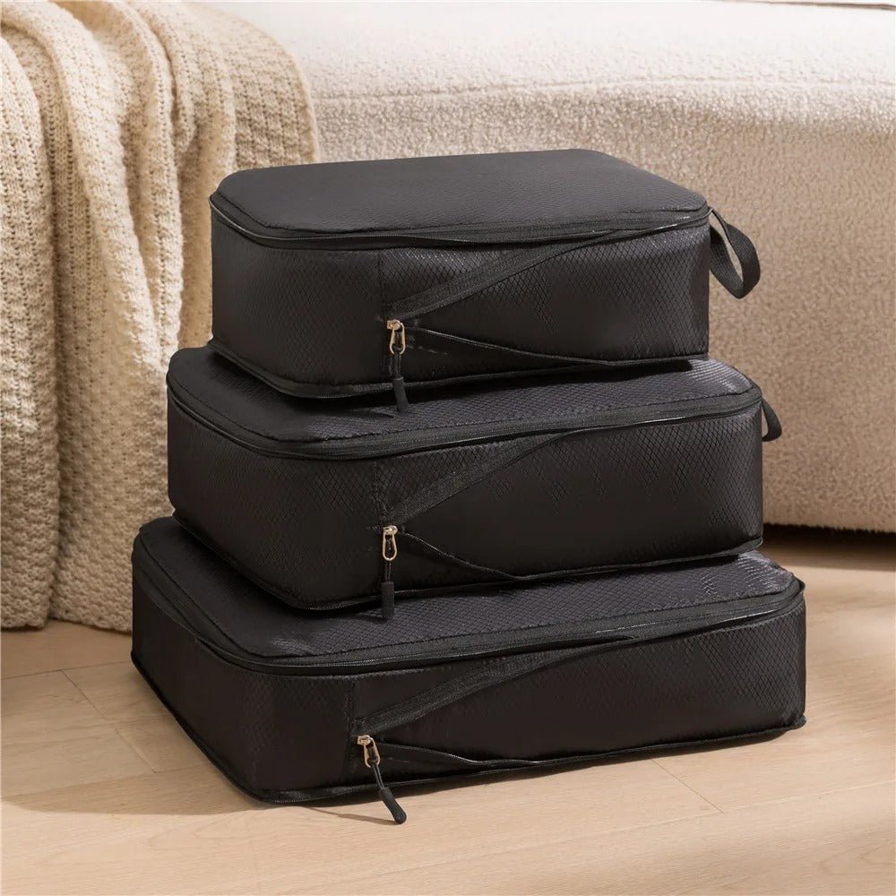organisateur de valise set 3 pièces compressible noir