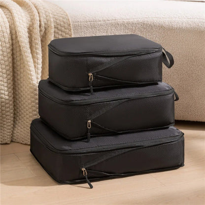 organisateur de valise set 3 pièces compressible noir