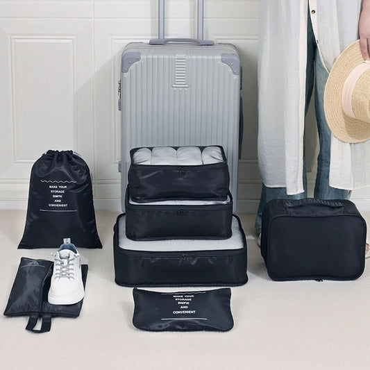 organisateur pour valise ensemble de 7 sacs de rangement noir zoom