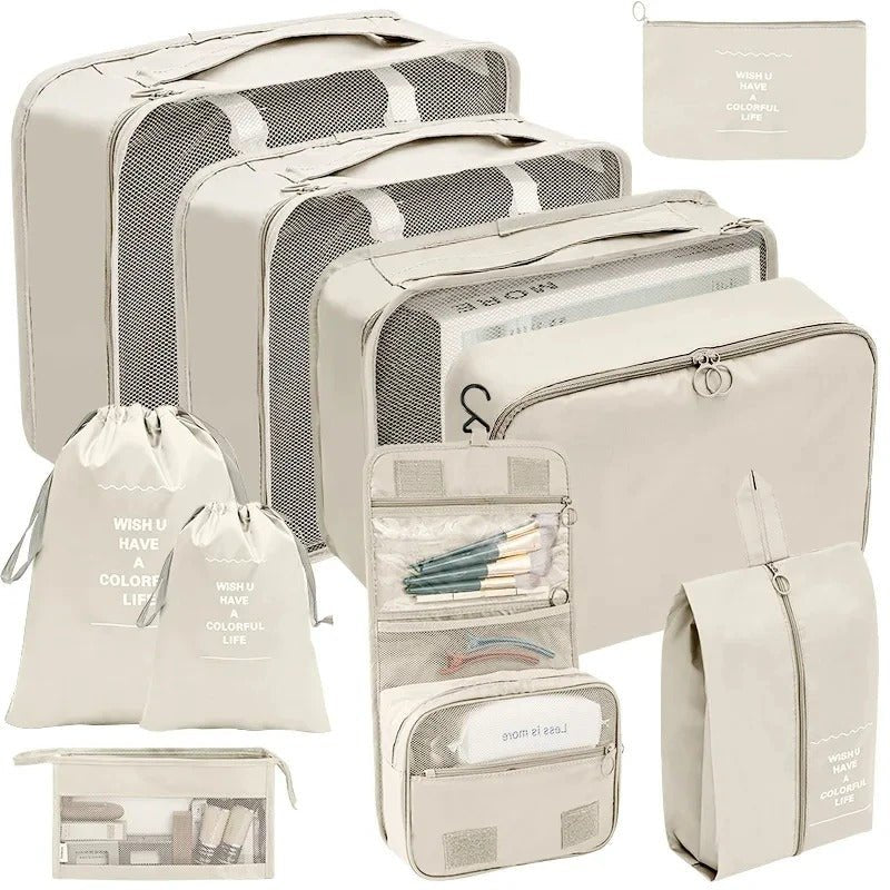 organisateur valise complet 10 pièces beige