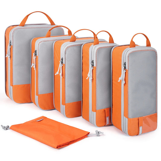 organisateur valise cubes de compression orange